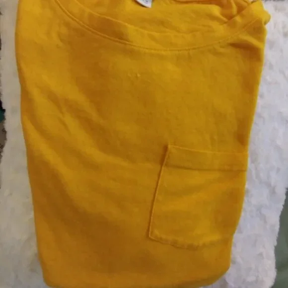J.Crew Mustard Yellow Pocket Tee Large Crewneck Casual T-Shirt - Picture 5 of 8